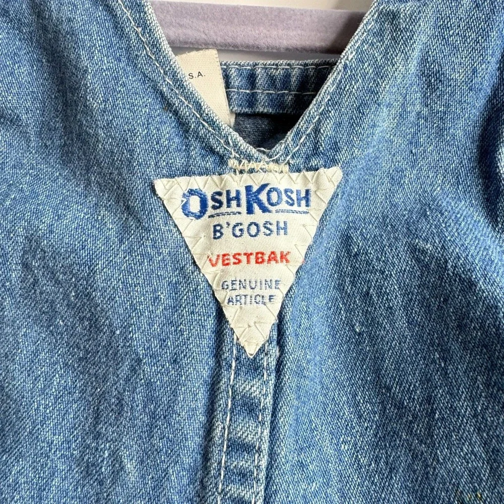 Vintage Osh Kosh Denim Jumper Dress Sz‎ 6 READ Bib Overall Made USA 31